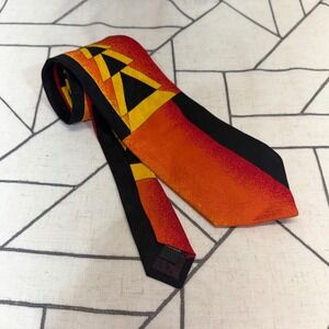 Rush Limbaugh Necktie OS Orange Black No Boundaries Geometric Silk Tie Vintage